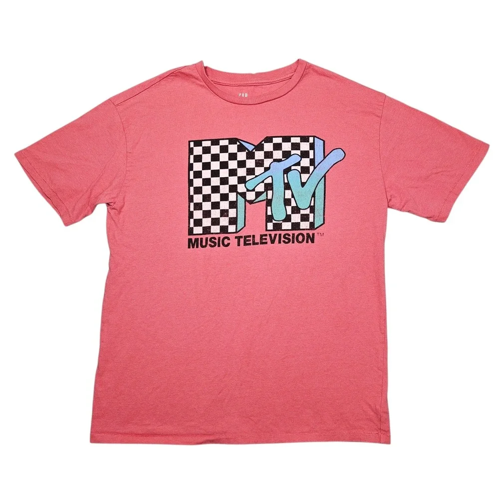 Gap MTV Music Television Graphic T-Shirt Pink Sz 18-20